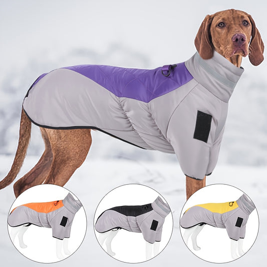 Winter Windproof Dog Coat With High Collar And Traction Ring