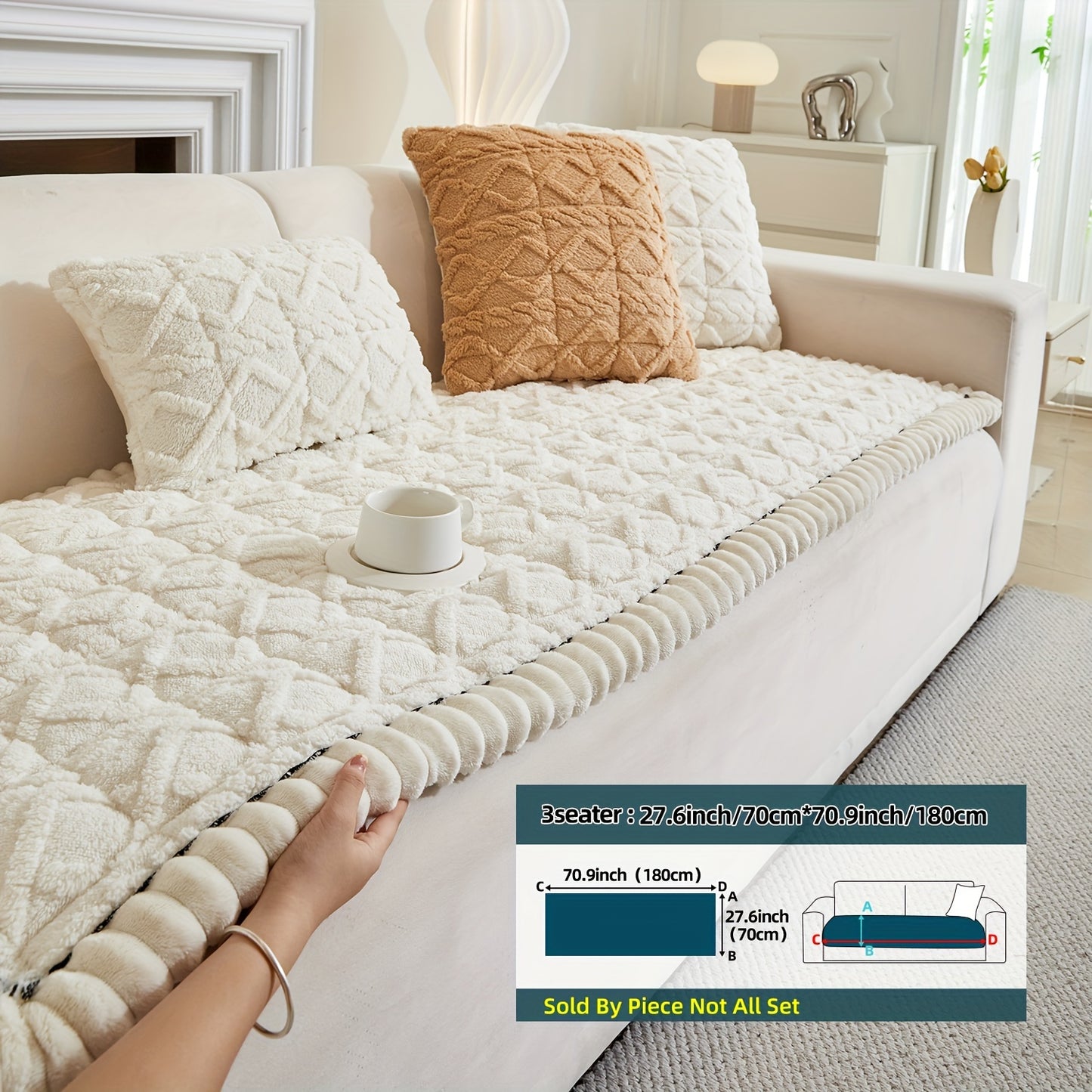 AICHO HOUSE Autumn Winter Quilted Sofa Cover With Pleats