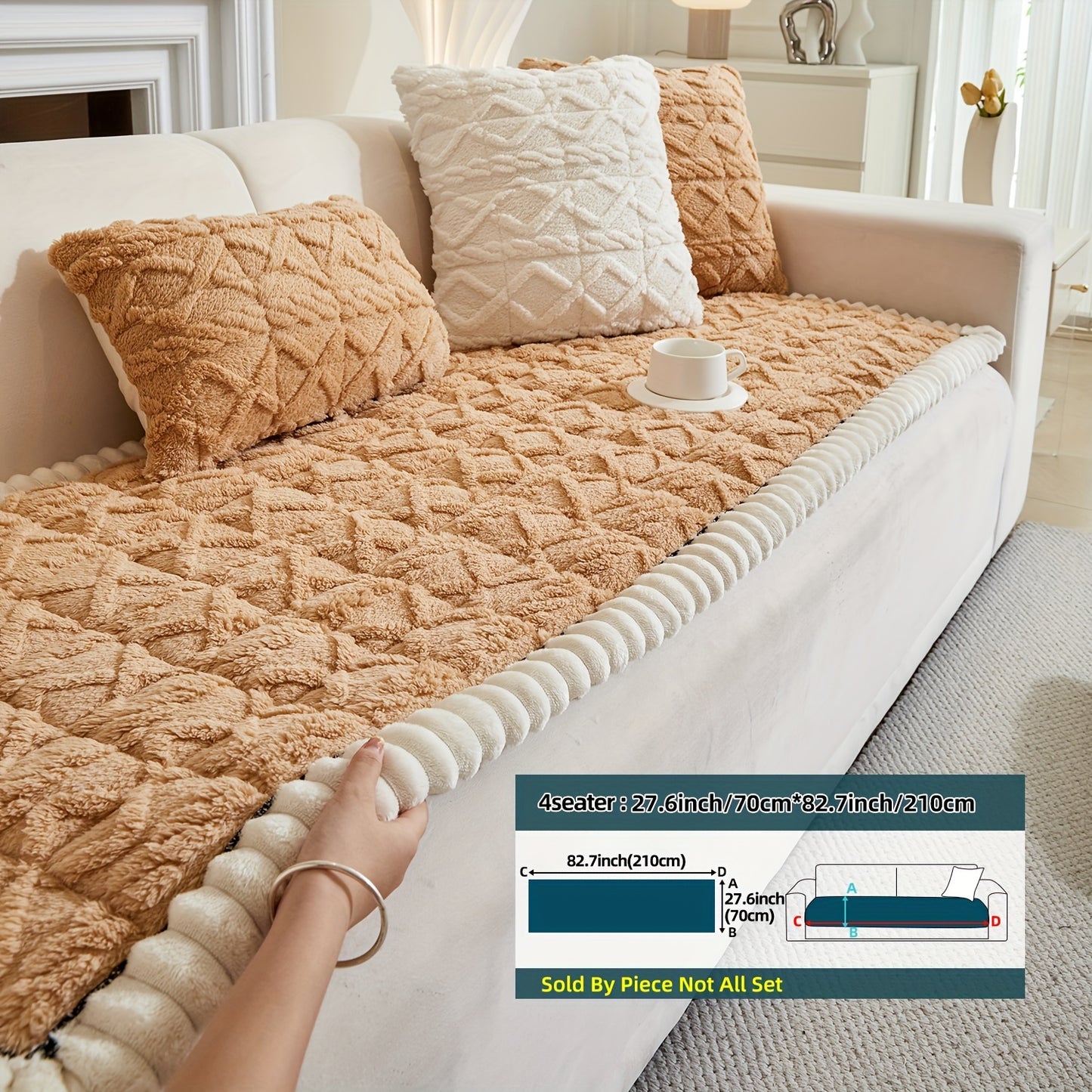 AICHO HOUSE Autumn Winter Quilted Sofa Cover With Pleats