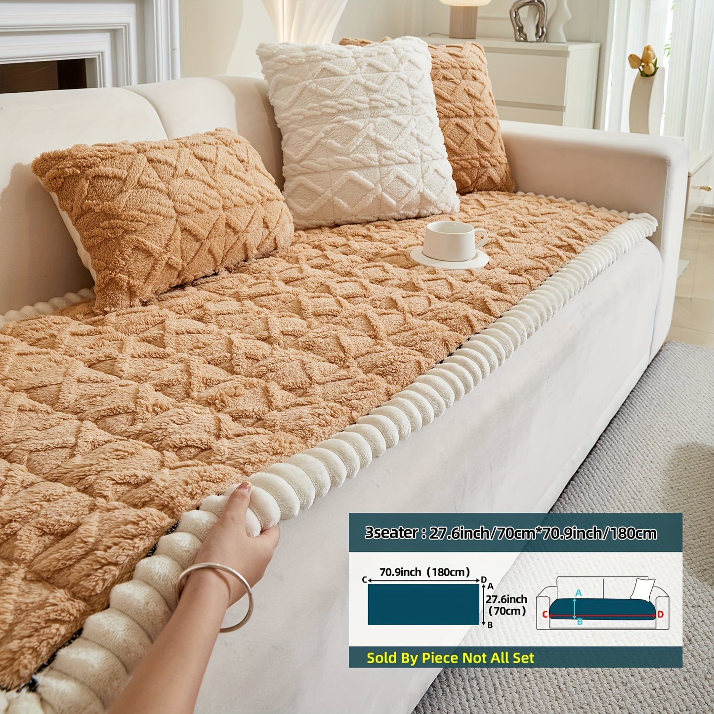 AICHO HOUSE Autumn Winter Quilted Sofa Cover With Pleats