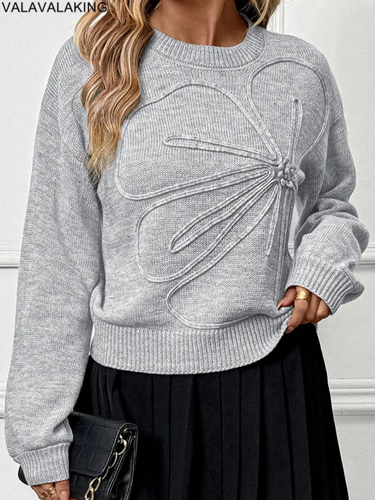 Valavalaking Winter Knit Sweater Women O Neck Long Sleeve