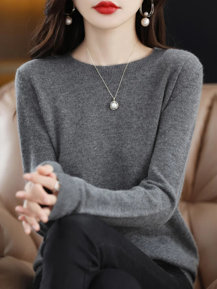 Addonee Merino Wool Cashmere Knit Pullover For Women