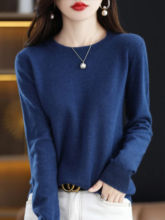 Addonee Merino Wool Cashmere Knit Pullover For Women