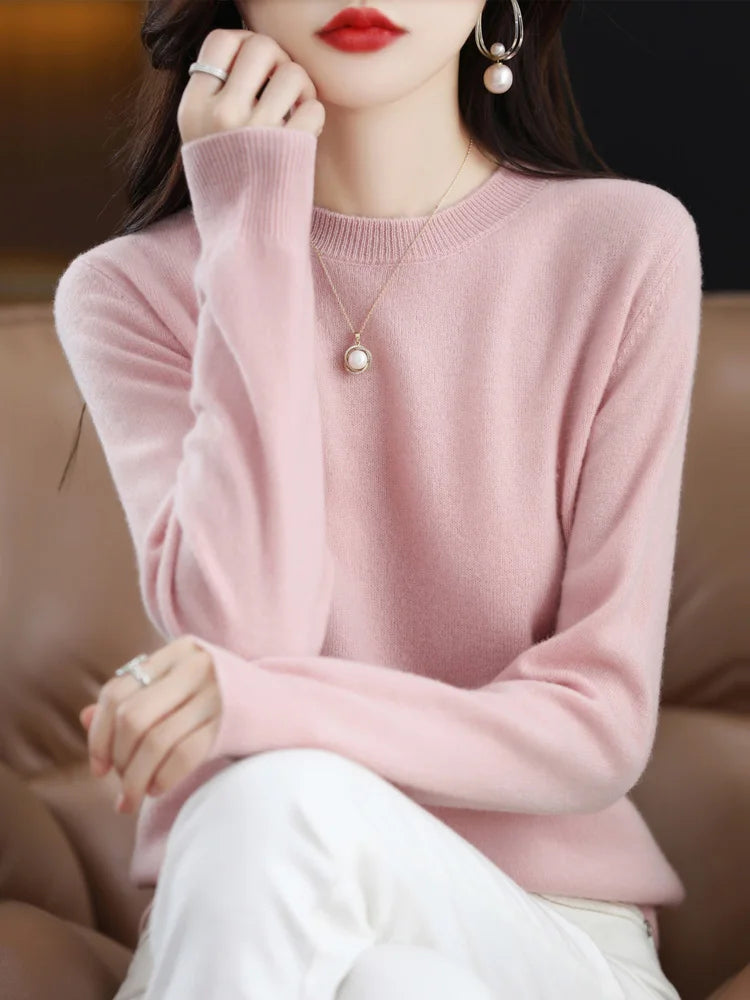 Addonee Merino Wool Cashmere Knit Pullover For Women