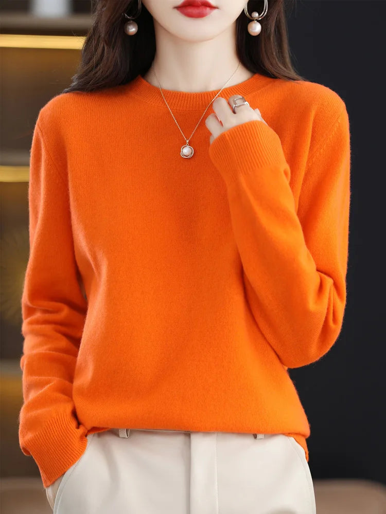 Addonee Merino Wool Cashmere Knit Pullover For Women