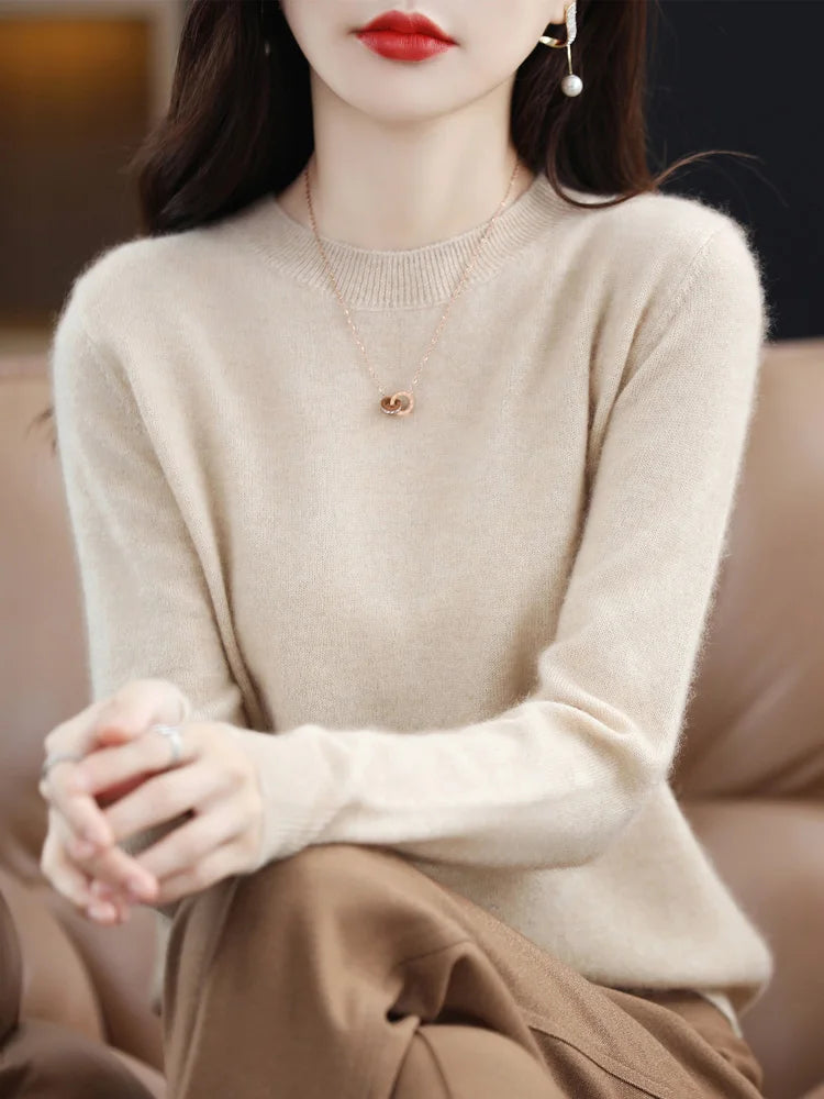 Addonee Merino Wool Cashmere Knit Pullover For Women
