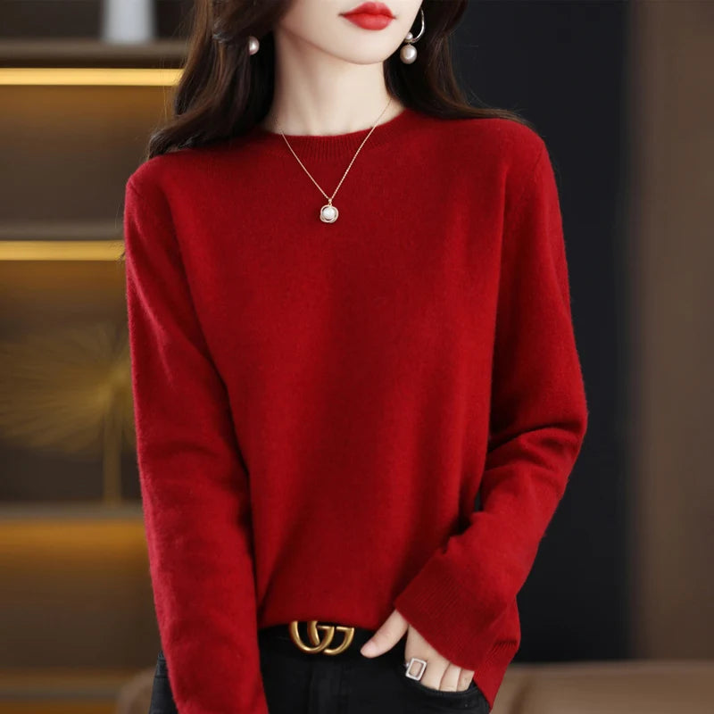 Addonee Merino Wool Cashmere Knit Pullover For Women
