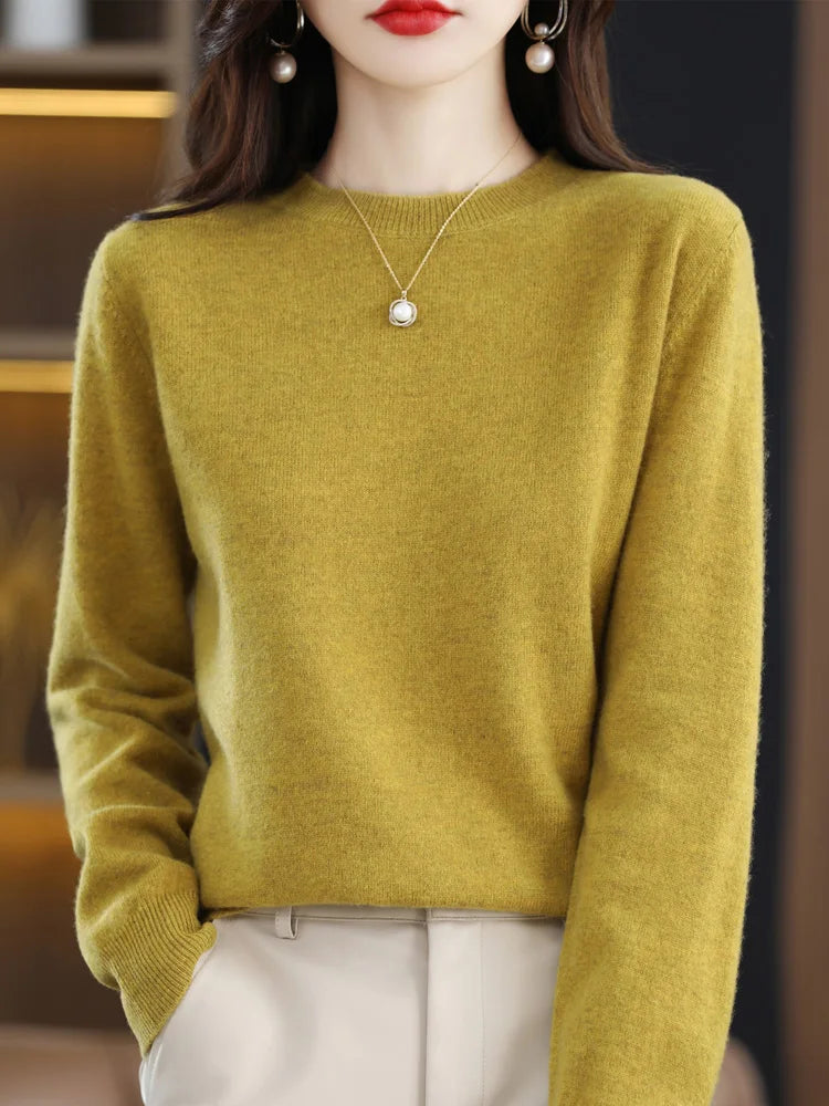 Addonee Merino Wool Cashmere Knit Pullover For Women