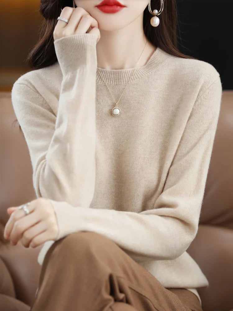 Addonee Merino Wool Cashmere Knit Pullover For Women