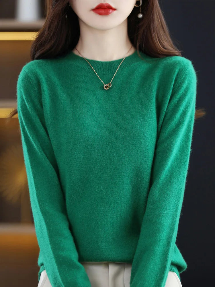 Addonee Merino Wool Cashmere Knit Pullover For Women