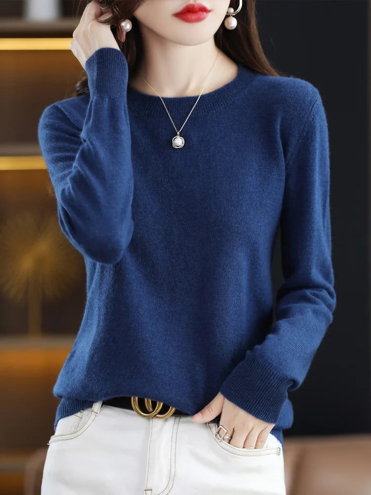 Addonee Merino Wool Cashmere Knit Pullover For Women