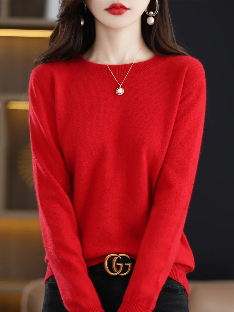 Addonee Merino Wool Cashmere Knit Pullover For Women