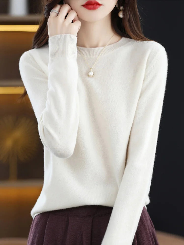 Addonee Merino Wool Cashmere Knit Pullover For Women