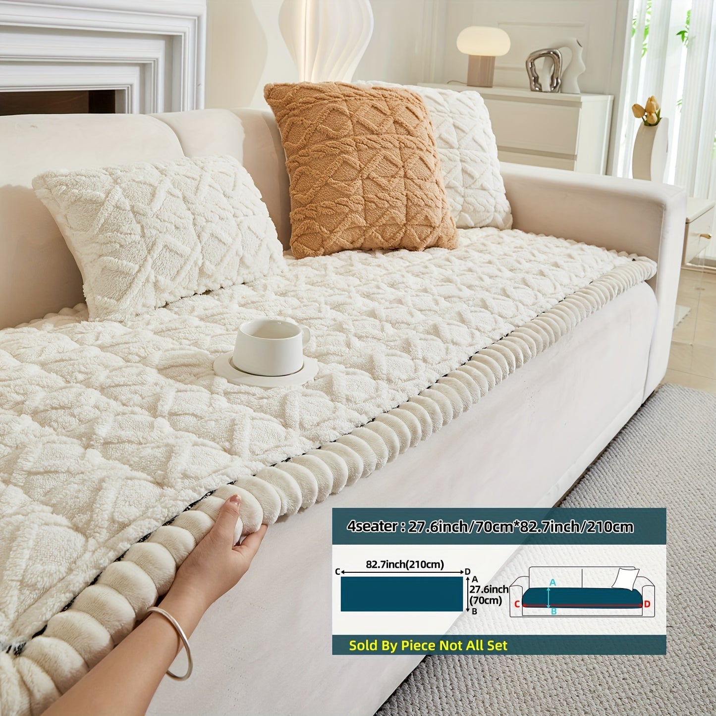 AICHO HOUSE Autumn Winter Quilted Sofa Cover With Pleats