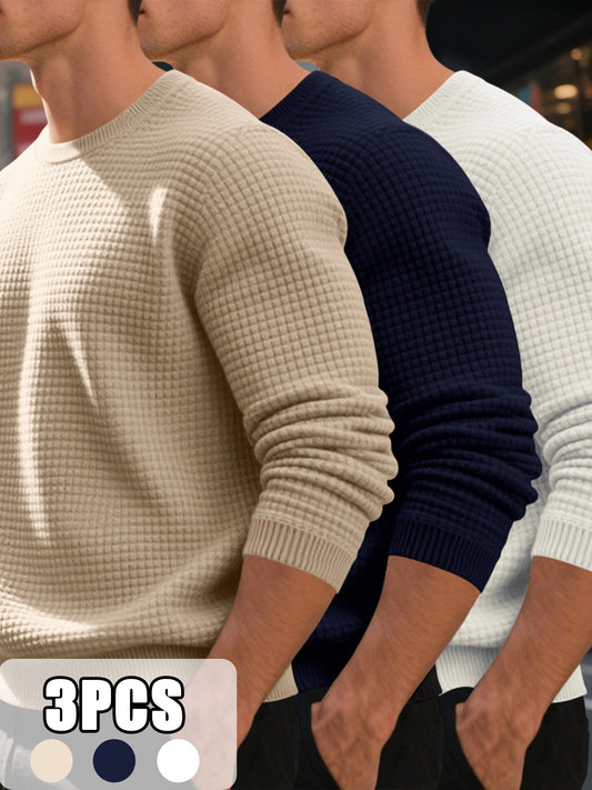 Men's Casual Long Sleeve Thermal Sweater Round Neck