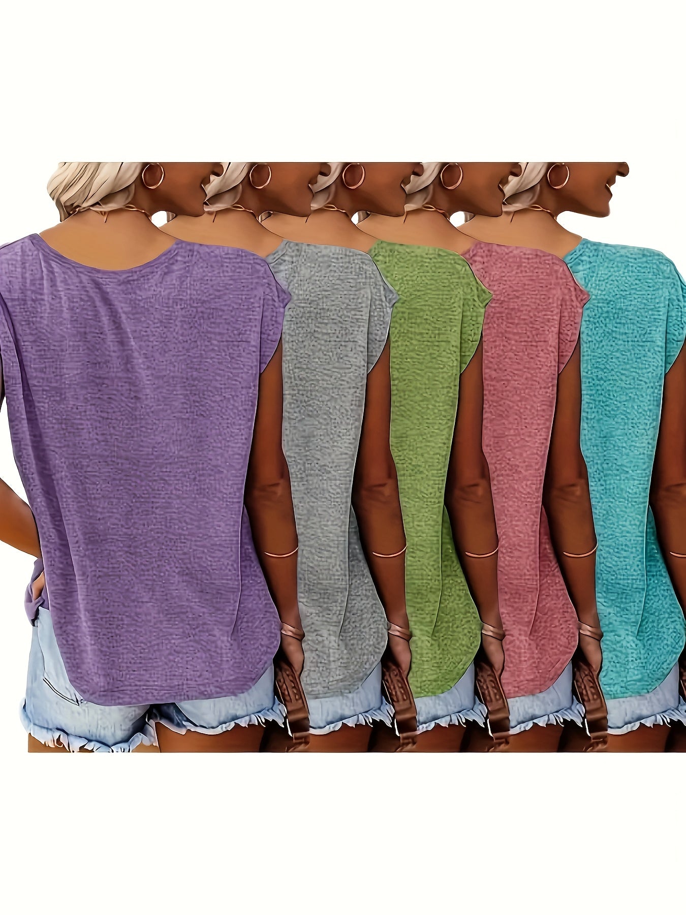 Sinhoon Women's V-Neck T-Shirts 5pcs Casual Fashion Set
