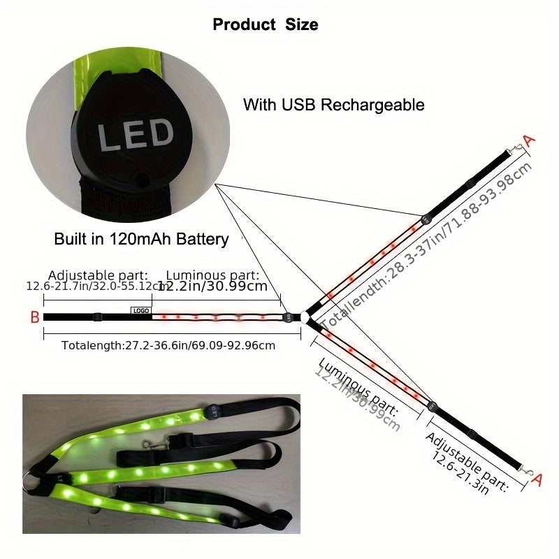 Adjustable Straps For Horse Harness With Rechargeable LED