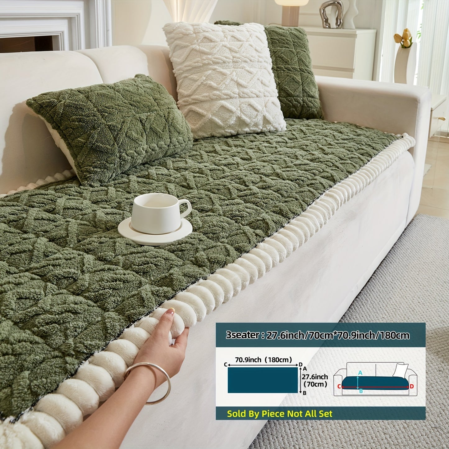 AICHO HOUSE Autumn Winter Quilted Sofa Cover With Pleats