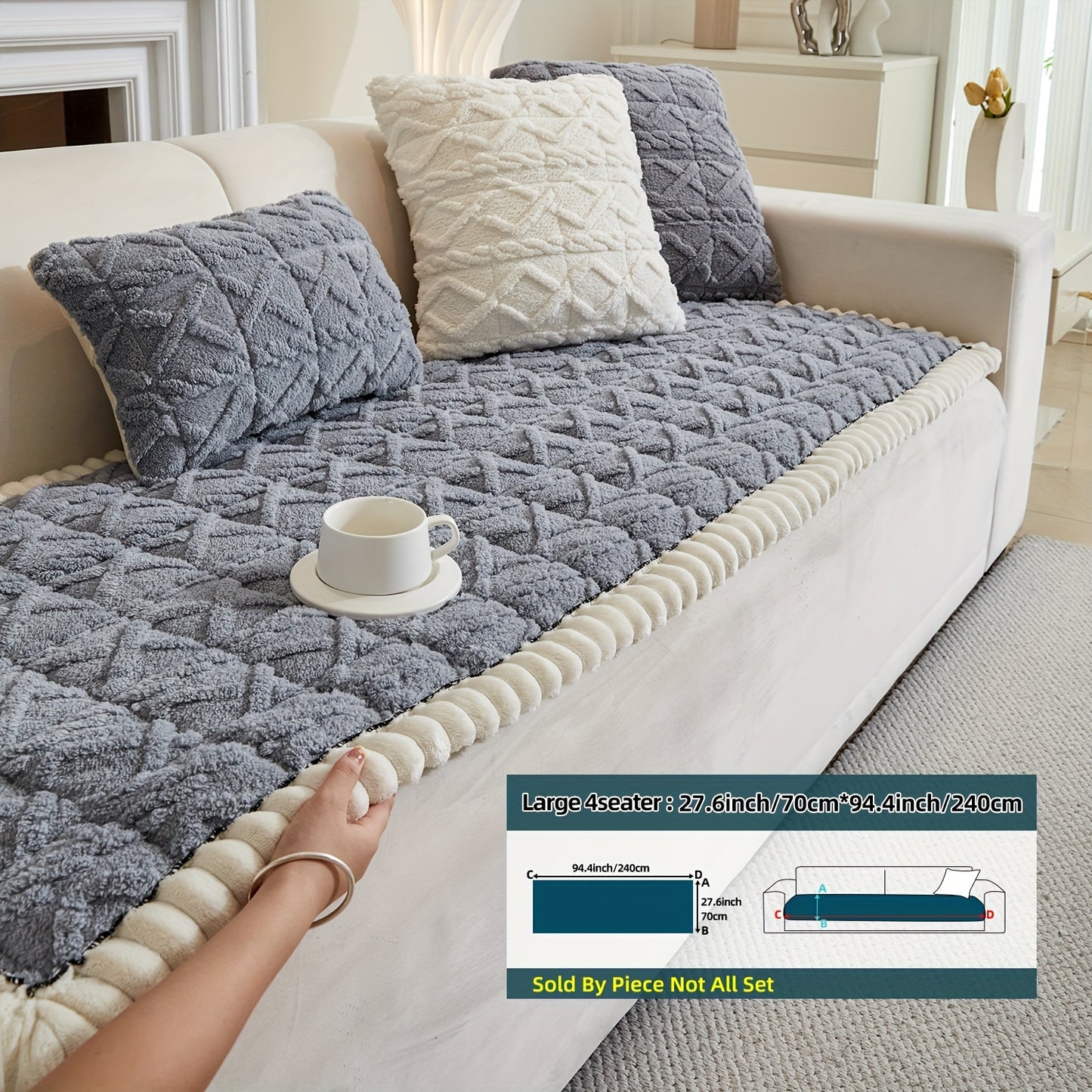 AICHO HOUSE Autumn Winter Quilted Sofa Cover With Pleats