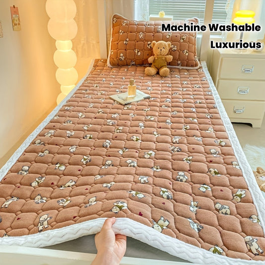 Milk Velvet Mattress Protector Quilted With Corner Straps Machine Washable