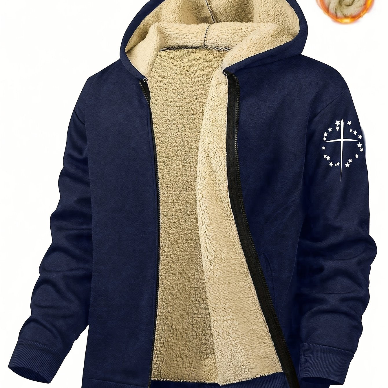 Men's Casual Print Fleece Jacket by Whiskers Workouts Wears