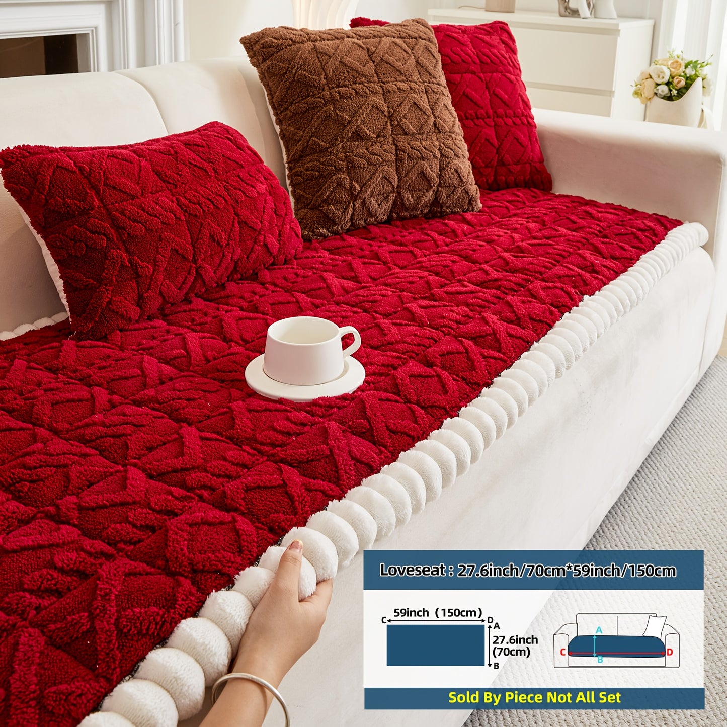 AICHO HOUSE Autumn Winter Quilted Sofa Cover With Pleats