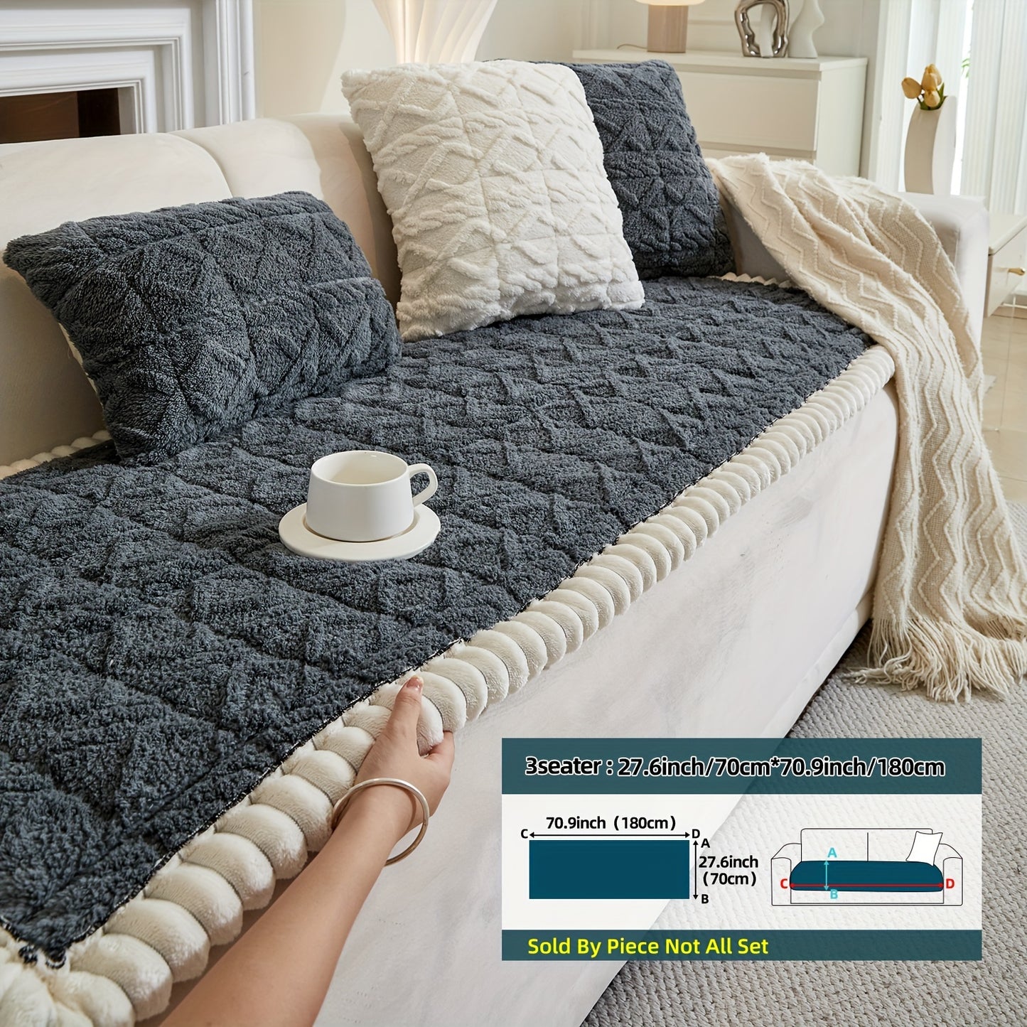 AICHO HOUSE Autumn Winter Quilted Sofa Cover With Pleats