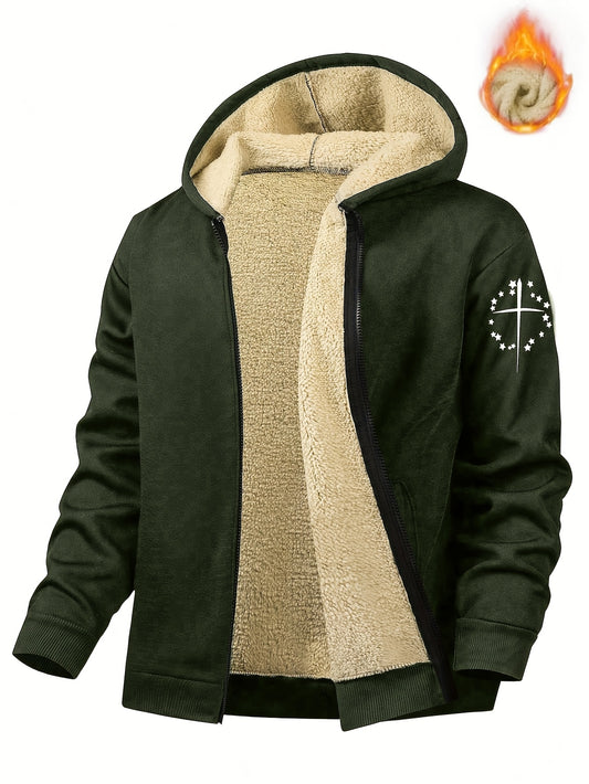 Men's Casual Print Fleece Jacket by Whiskers Workouts Wears