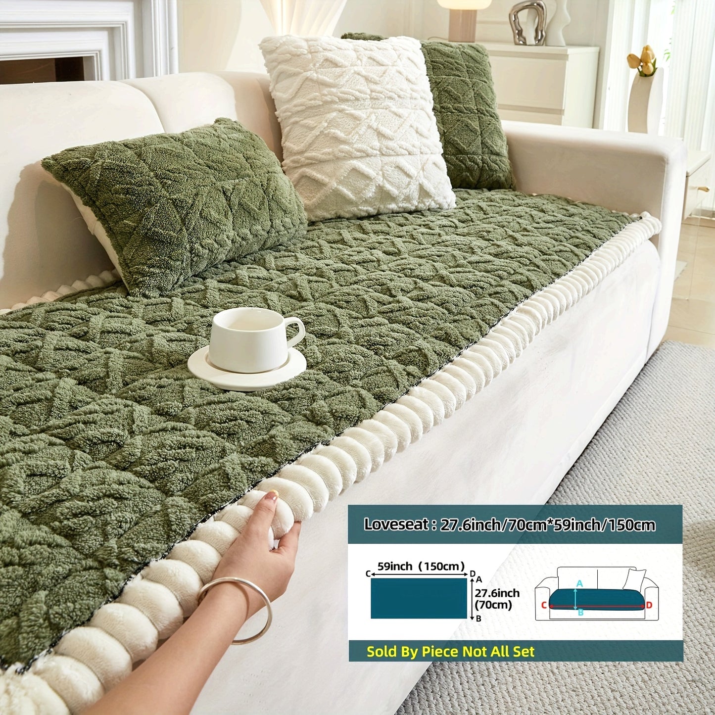 AICHO HOUSE Autumn Winter Quilted Sofa Cover With Pleats