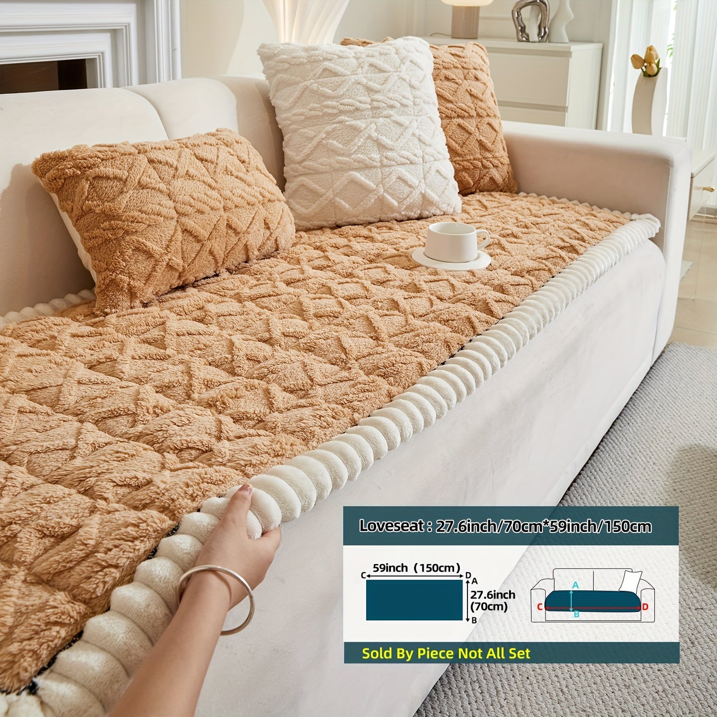 AICHO HOUSE Autumn Winter Quilted Sofa Cover With Pleats