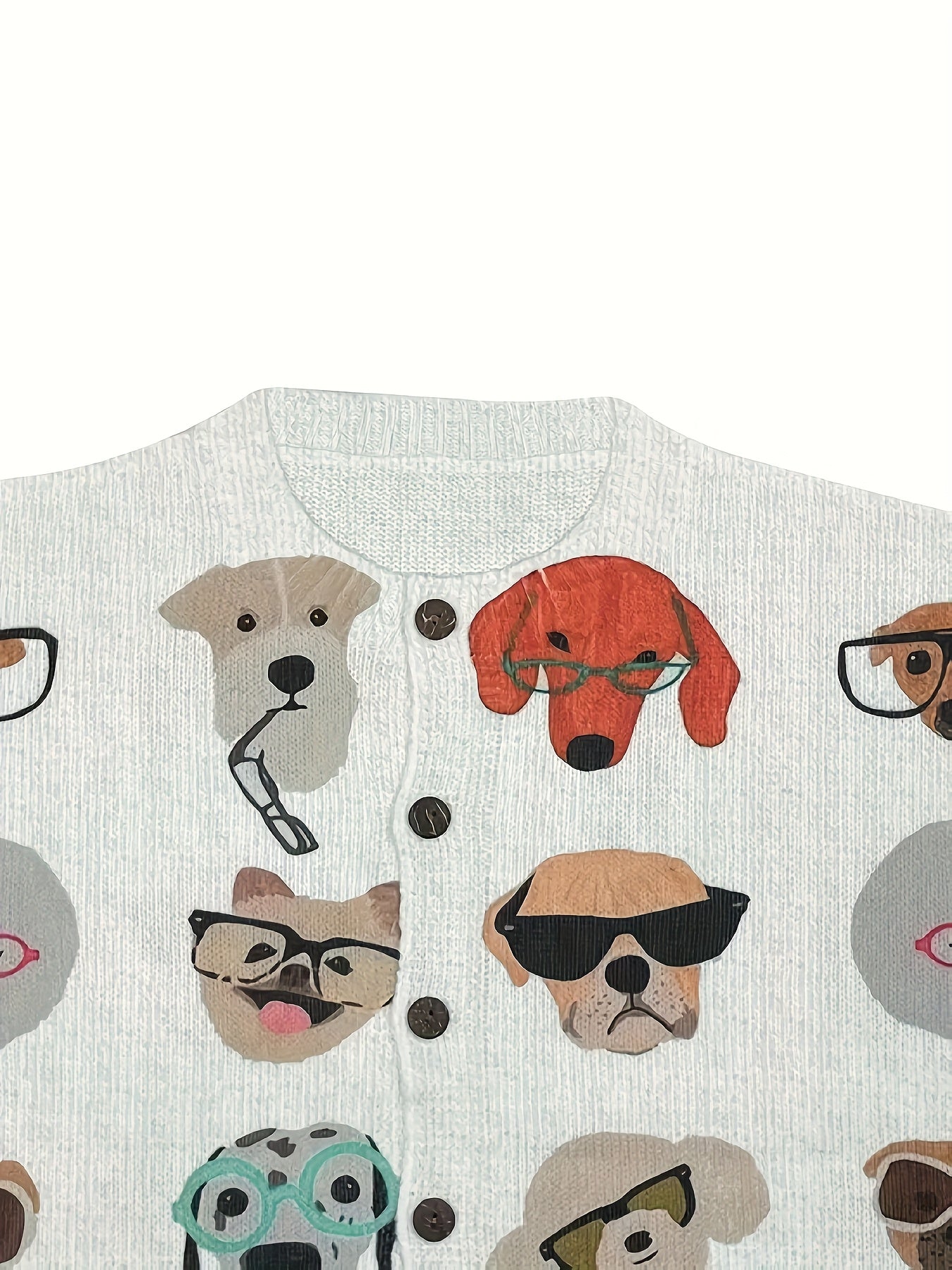 Playful Cartoon Animal Print Cardigan With 3D Head Design