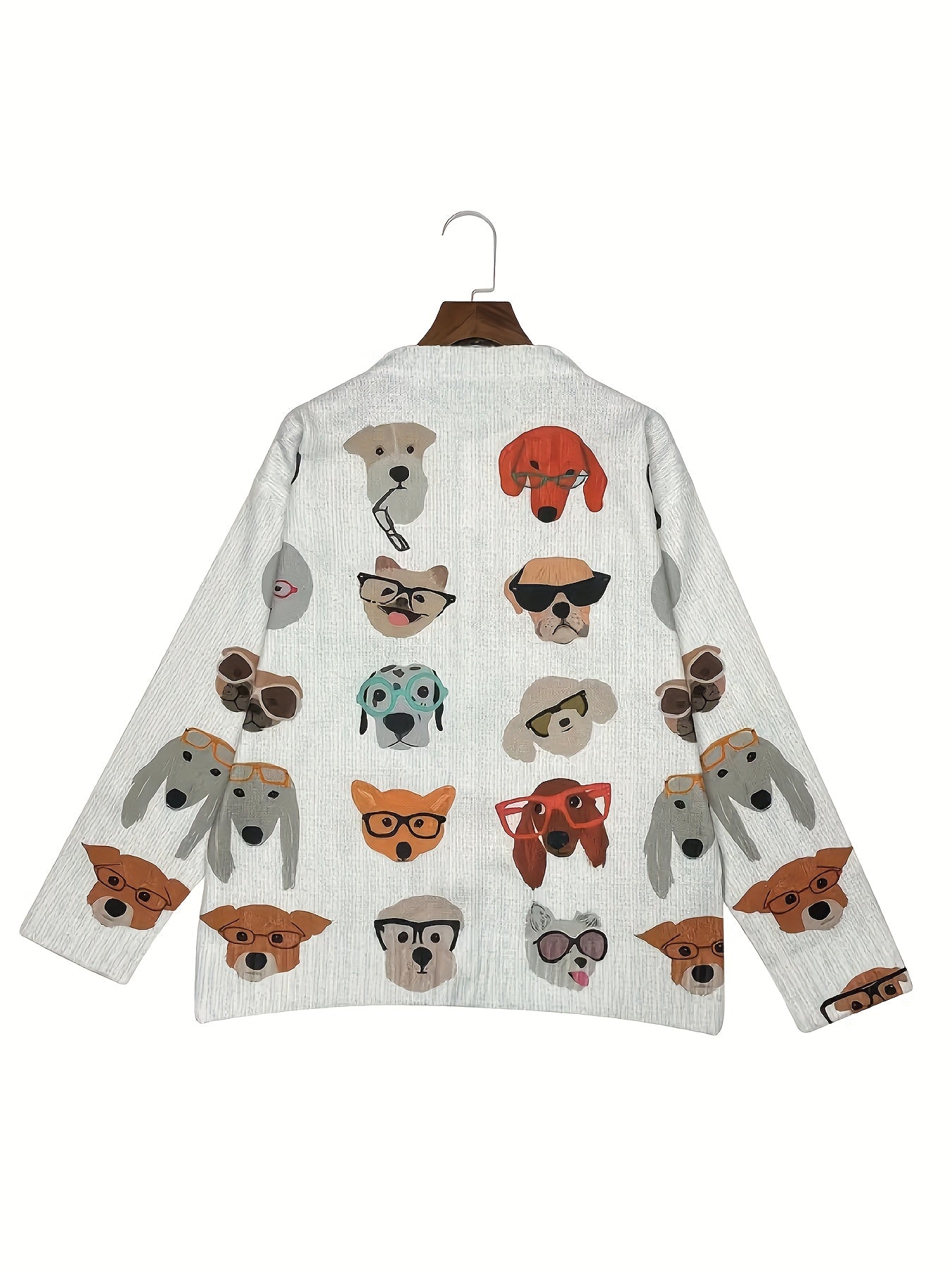 Playful Cartoon Animal Print Cardigan With 3D Head Design