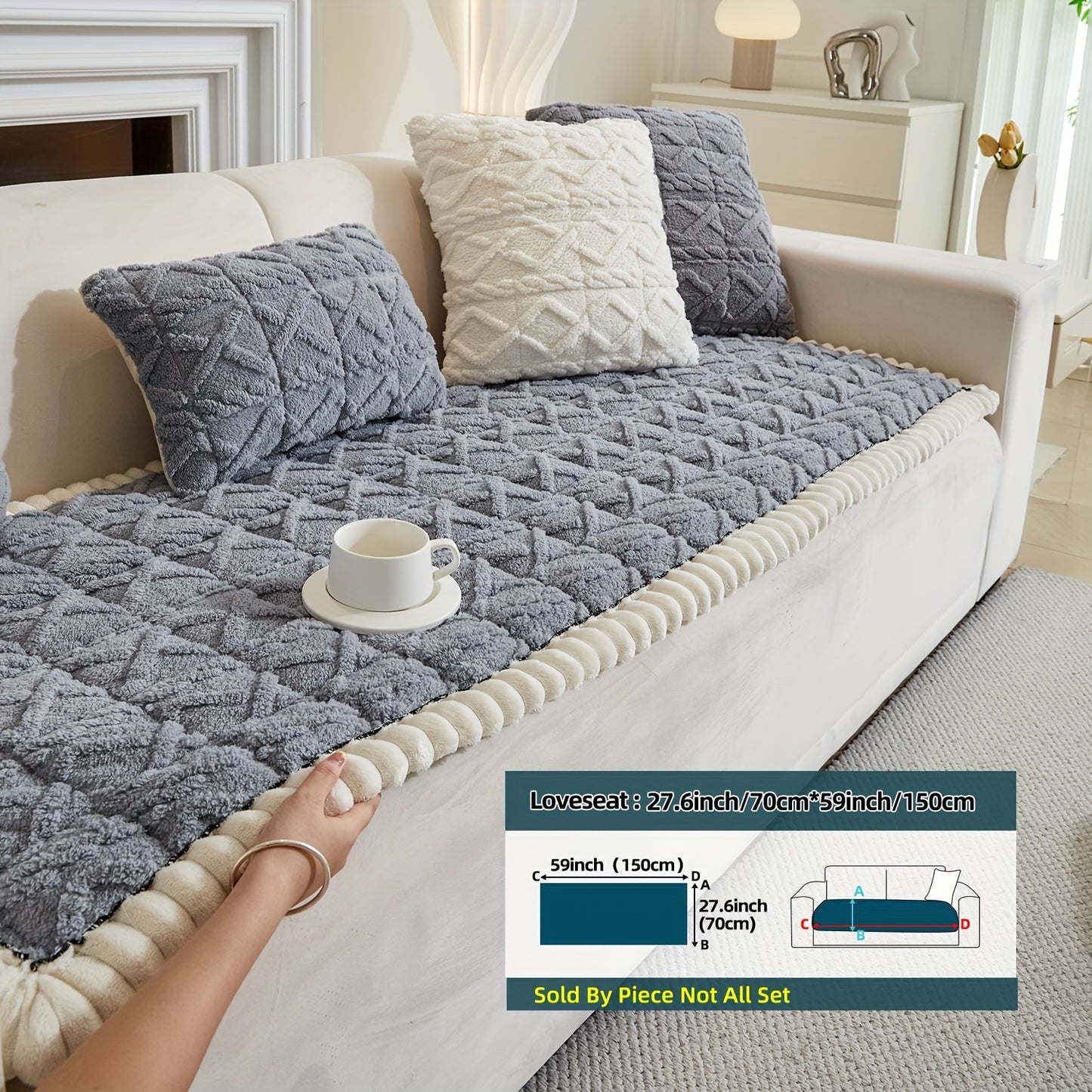 AICHO HOUSE Autumn Winter Quilted Sofa Cover With Pleats